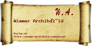 Wimmer Archibáld névjegykártya